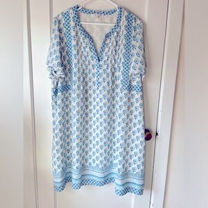 Rose and Olive blue flowers on white dress